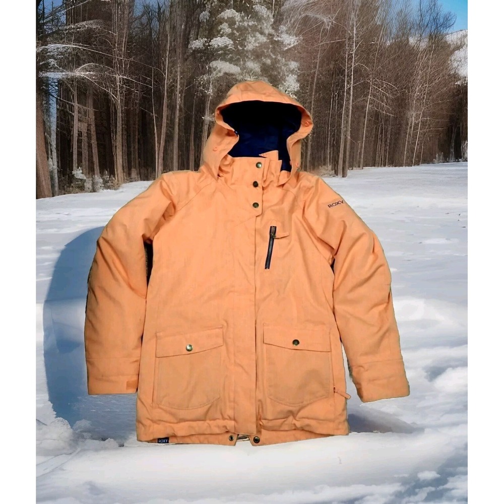 Roxy Snow Jacket Girls Size 12 Large Orange Excellent‎ DryFlight Insulated Parka